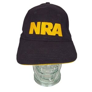NRA Baseball Cap Black Yellow Embroidered Hat American Flag Adjustable Strap